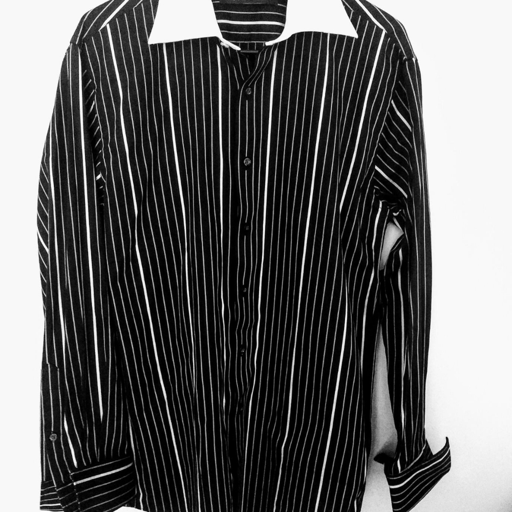 Sean John Black and White Striped Shirt